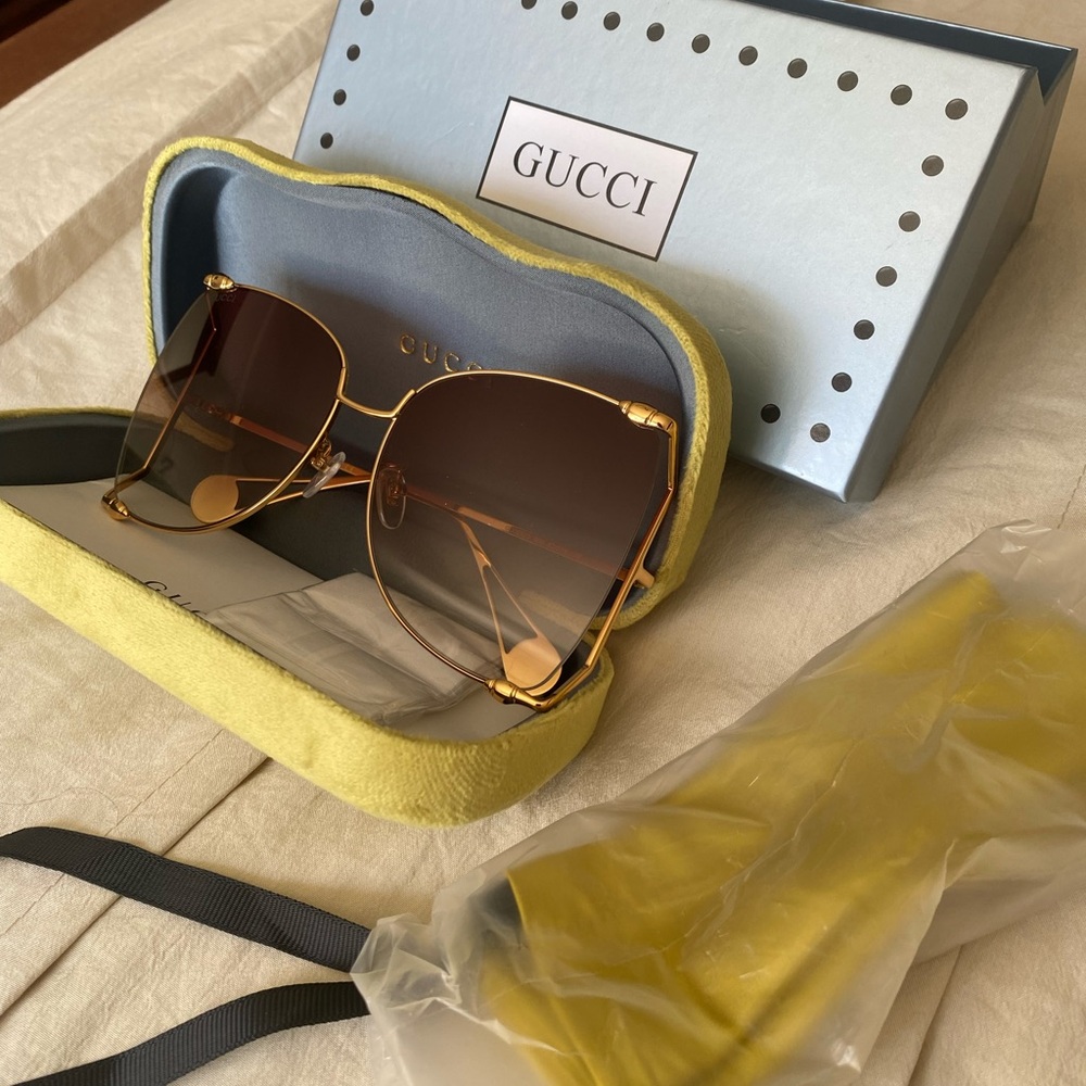 Gucci Gold Aviator Sunglasses with Double Bridge